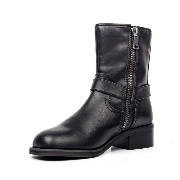 Open Edit Women Jab Moto Biker Black Vegan Leather Harness Boots sz 8.5 - Picture 3 of 9